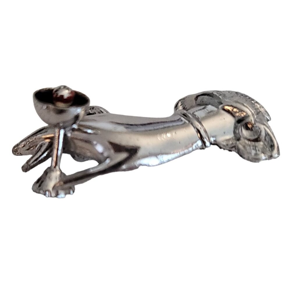 Silver Tone Holding A Stemmed Wine Glass Hand Brooch, M931